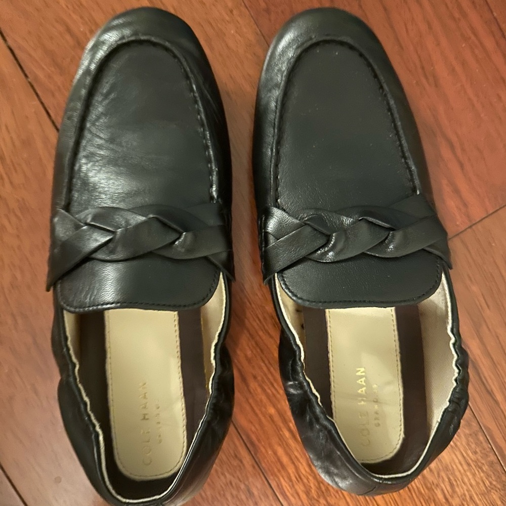 Cole Haan Black Leather Men's Loafers with Braided Accent